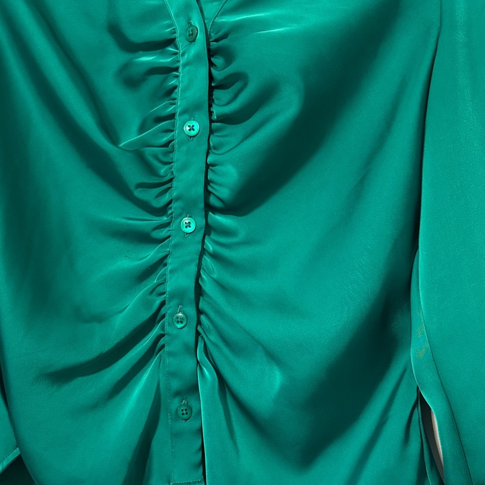 Rachel Zoe Emerald Ruched Blouse - Picture 3 of 6